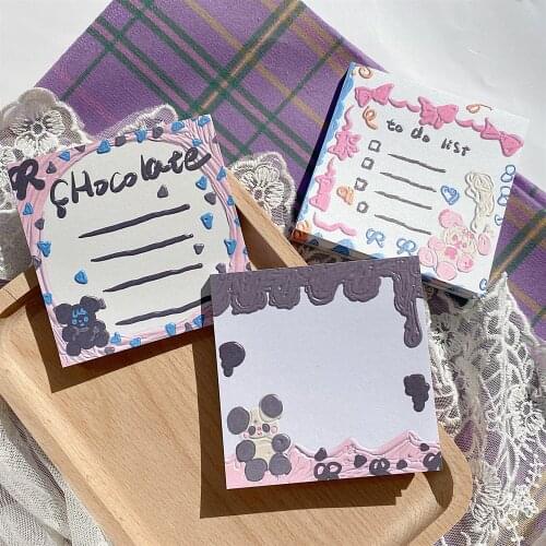 50 Sheets Kawaii Chocolate Bear To Do List Memo Pad Message Notes DIY For ScrapBooking Junk Joural Stationery Office Supplies