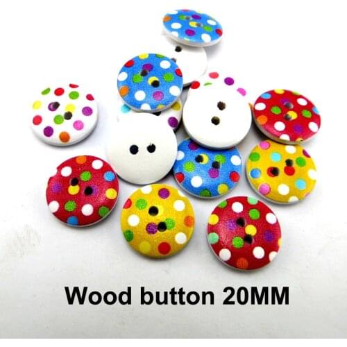 50PCS Color Dot Button 20MM Garment Painting Wooden Butterfly Buttons Decorative Sewing Clothes Boots Coat Accessory MCB-089R