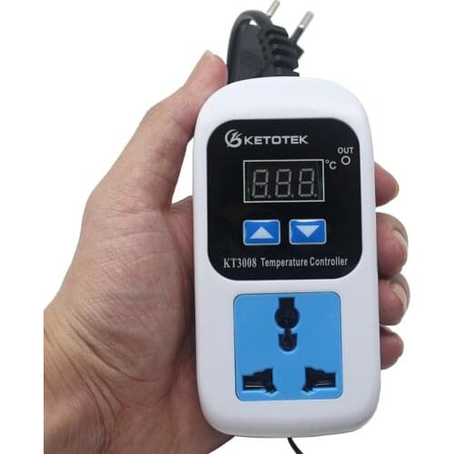 AC 110-220V Digital Thermostat Regulator Temperature Controller Microcomputer Socket Outlet -50~110C + NTC Sensor KT3008 KT3009