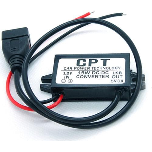 DC-DC 12V to 5V 3A 15W Car Power Converter Micro Mini USB Step Down Voltage Power Supply Output Adapter Low Heat Auto Protection