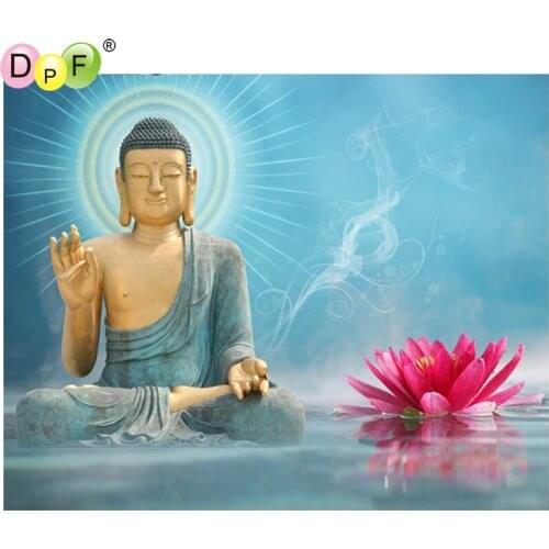DPF DIY The Buddha pink flower 5D home decor diamond mosaic kit square diamond painting cross stitch crafts diamond embroidery