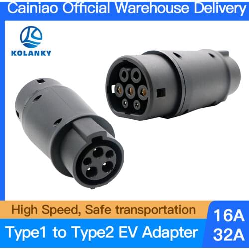 Portable Electric Vehicle Charging Plug Adapter Type1 to Type2 EV Charger Adapter