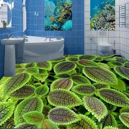 Custom Photo Wallpaper 3D Stereoscopic Green Floor Mural Living Room Bathroom PVC Non-slip Waterproof Self-adhesive Wallpaper 3D