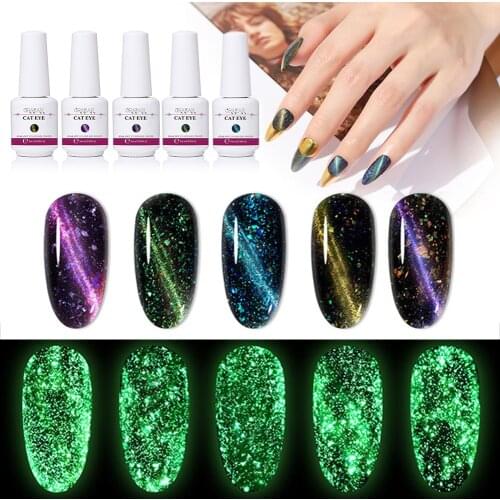 Cat Eye Gel Nail Polish Glow Dark Starry Sky Effect 3D Gel Polish Nail Art Set Gift for Friends Nail DIY Beauty Design Polishes