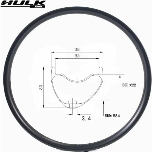 HULKWHEELS 29er MTB Carbon Rim Light Weight 38mm Wider Tubeless Ready For XC AM Cross Country Mountain Bike Hookless Asymmetric