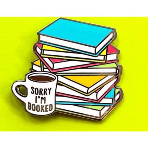 Sorry I'm Booked Bookworm Cartoon Enamel Brooch Pin Backpack Hat Bag Jeans Jacket Lapel Pins Badges Fashion Jewelry Accessories
