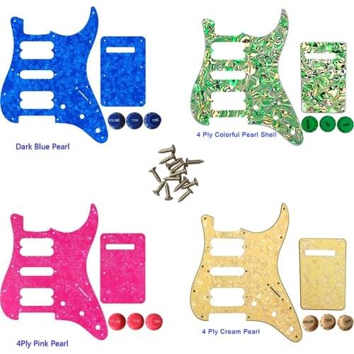 Quality Guitar Parts -For US 11 Screw Holes HSH Humbucker Strat Guitar Pickguard Scratch Plate & Back Plate & Control Knob
