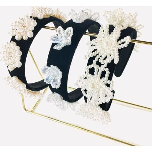 Pearl of new style temperament hair hoop crown baroque hair acts the role of lady princess hair card flower hoop female