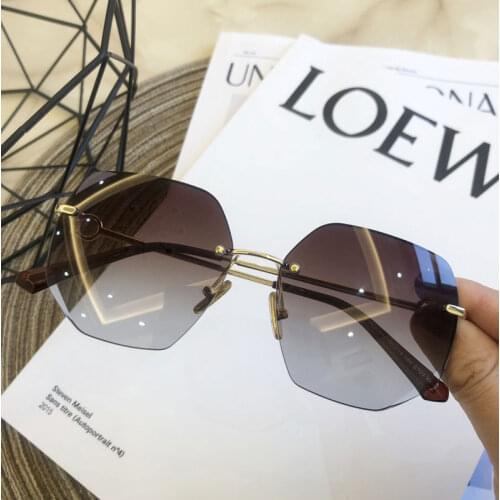 Fashion Driving Polarized Sunglasses Women 2020 Rimless Gradient Glasses high quality Luxury Sunglasses For Men UV400