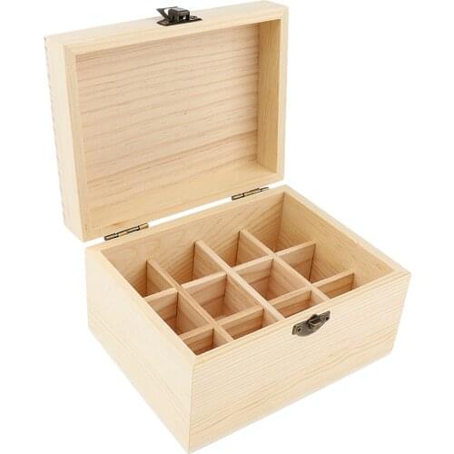Unfinished Wood Box for Essential Oil (12 Bottles, 20ml), Jewelry, Wedding