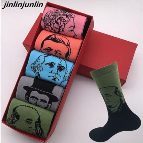 Fashion tide socks new socks mens pure cotton socks personalized character picture tube socks size 39-44 no gift box