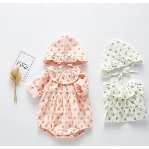 Angoubebe B20H03 New Newborn Baby clothes Girls Rompers cute Floral Printed Long Sleeve Spring Autumn Cotton Kid Jumpsuit