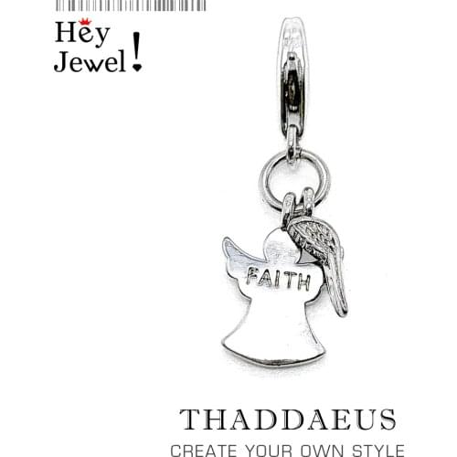 Angel Faith Pendant Charm 2019 New Arrival 925 Sterling Silver Religious Gift Simple Fashion Jewelry Fit Bracelet Necklace