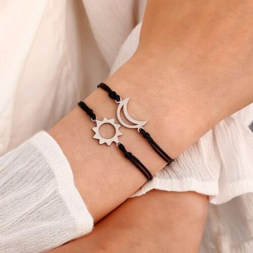 Adjustable Sun Moon Butterfly Braided Couple Bracelet-Love Jewelry Gift Braided Rope Bracelet for Men and Women | Charm Bracelet