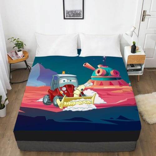 Car Cartoon Kids Elastic fitted sheet bed sheet With An Elastic Band Mattress Cover Bed cover for children baby garden cart