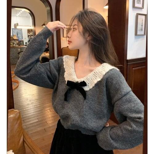 WERUERUYU Harajuku Japanese Vintage Sweater Women Autumn New Korean Fashion Loose Simple Casual Women Sweater
