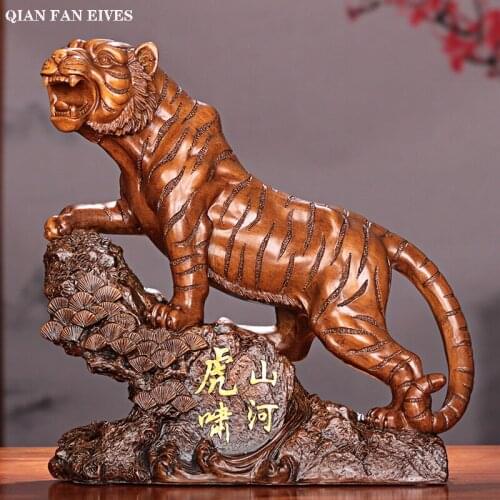 Resin pattern tiger sculpture statue，Modern art sculpture，Domineering wild animal home decoration crafts，Business gift statue
