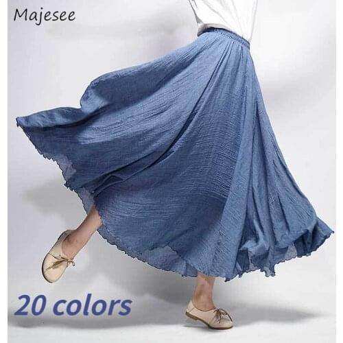 Skirts Women 20 Colors Loose All-match Linen Spring Fashionable Simple Leisure Female A-line Ulzzang Streetwear Hipster Hot Chic