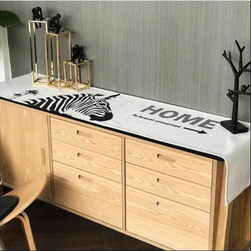 Zebra Table Runner Cotton Linen Woven Table Runners Nordic Modern Tablecloth Dining Table Cabinet Decor Wedding Table Decoration