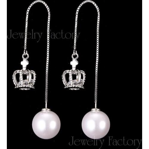 Emmaya Fashion Crown/Square Shape Dangle Earring Long Tassel Pearl Zircon Earrings Rhinestone Women Lady Party Jewelry
