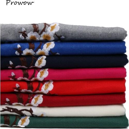 Plum flower embroidered women scarf thin shawls and wraps lady solid female hijab stoles long cashmere pashmina head scarf D055