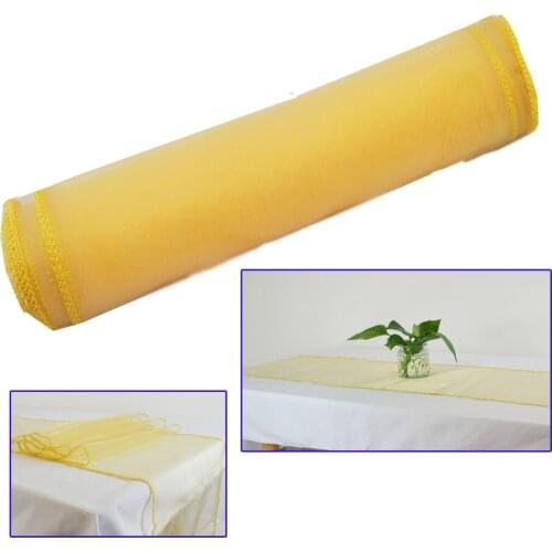 10pcs Organza Table Runner Soft Sheer Fabric Crystal Bows Swag for Wedding Birthday Baby Shower Party Banquet decoration favors