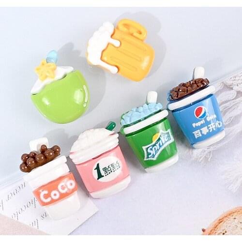 10pcs Fake Drink Beer Bottle Cute Resin FlatBack Cabochon Scrapbook Kawaii Simulation Coffee Cup DIY Embellishments Accessories