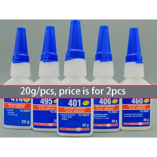 2pcs 20g Super glue instant adhesive used in metal glass plastic china leather wood 401 403 406 416 415 460 495 496 411 498