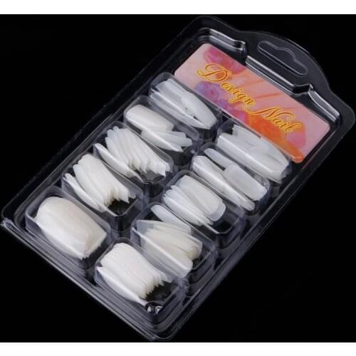2021 New 100Pcs Natural/Clear French Acrylic False Nail Art Fingernail Full/Half Tips Box