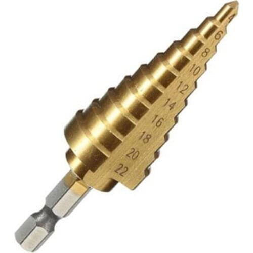 4-22mm Step Drill Hex Handle High Speed Steel Drills for DIY Woodworking, Plastic Hole Cutter