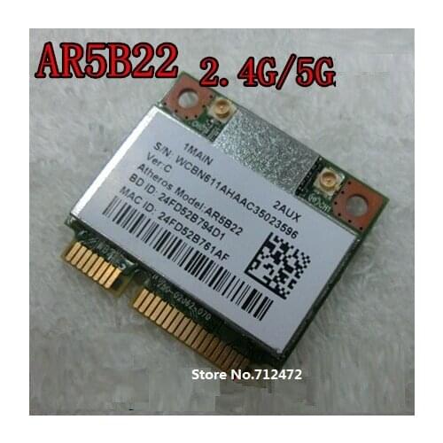 SSEA Wireless Card WiFi +4.0 Bluetooth for Atheros AR5B22 300Mbps 802.11a/b/g/n half Mini PCI-E Card Dual-band 2.4G / 5G