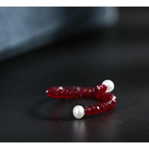 DAIMI Freshwater Pearl Genuine Gemstones Ruby Ring Genuine Female Valentines Day Send Girlfriend Open Ring