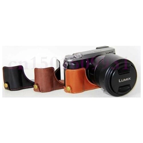PU Leather Camera Bag Half Case Cover For Panasonic For Lumix DMC-GX80 DMC-GX85 GX80 GX85 Camera Half Body Set