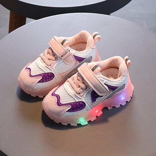 Children Kids Baby Girls Boys Sneakers Bling Led Light Luminous Sport Shoes Children Breathable Soft Casual Shoes Size 21-30