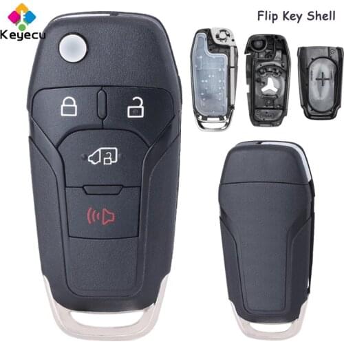 KEYECU Flip Remote Car Key Shell Case Housing With 4 Buttons - FOB for Ford Transit Connect 2019 2020 2021 N5F-A08TAA 164-R8236