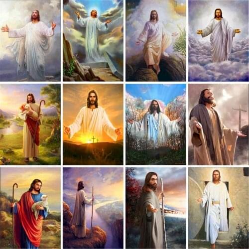 GATYZTORY 60X75cm Oil Painting By Numbers Figure Jesus DIY Paint By Numbers On Canvas Home Decor Frameless Digital Painting