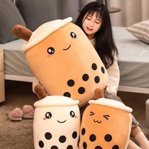 Kawaii Boba Milk Tea Plushie Toy Soft Milk Tea Stuffed Hugging Pillow Plush Toys For Children Adults Gift Pad Cushion