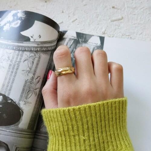 Wholesale 100% Authentic S925 Sterling Silver uneven Band Ring ROUNDED Adjustable fine jewelry Punk Rock J198