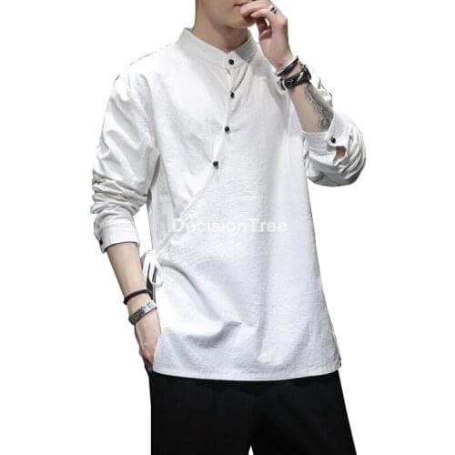 2021 tang suit chinese blouse shirt traditional chinese clothing fo rmens kung fu clothing chinese style stand collar shirt