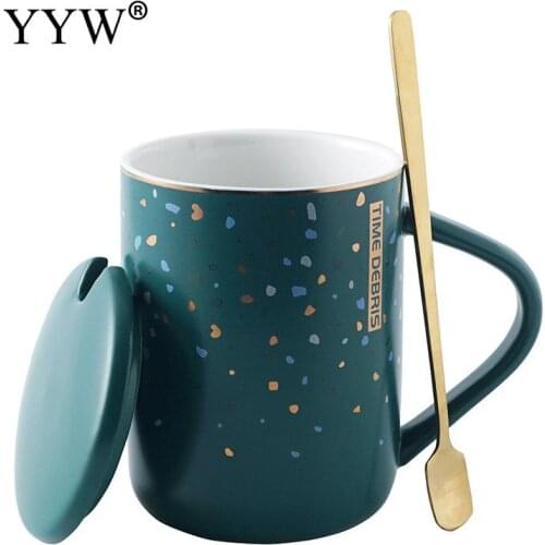 Creative Coffee Cup Cartoon Milk Coffee Tea Water Cup Porcelain Mugs And Cups Ceramic Mug With Lid And Spoon Caneca Tazas