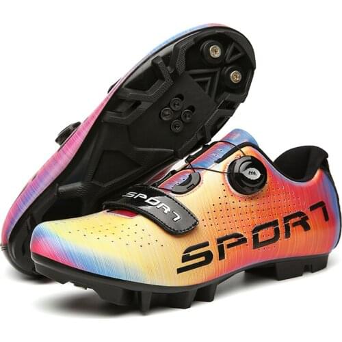 Mens Road Cycling Shoes Colorful Reflective MTB Sneakers Breathable Slef-locking Mountain Bike Shoes Racing Bicycle Shoes Women
