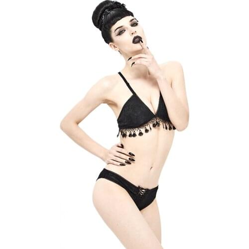 Summer Black Sexy Womens Bra Swimsuit Stitching Bandage Suit Punk Womens Travel Underwear Was Thin Swimwear