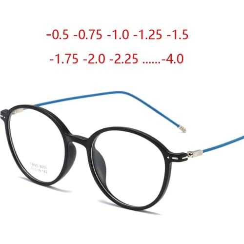 Matte Black 1.56 Aspherical Myopic Lens Prescription Eyeglasses Unisex TR90 Student Nearsighted Glasses 0 -0.5 -0.75 To -6.0