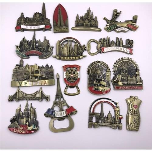 BABELEMI Metal New York Vienna Venice London Paris Istanbul Fridge Magnets Souvenirs Dubai Turkey Refrigerator Magnetic Stickers