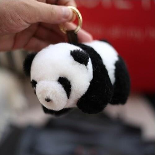 Cute Animal Panda Toys Key Chain Keychain Keyring Fluffy Rabbit Fur Ball Pom Pom Women Bag Holder Charm Porte Clef F272