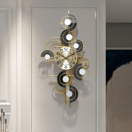 Nordic Luxury Wrought Iron Wall Clock Wall Hanging Ornament Home Livingroom Wall Sticker Crafts Restaurant Wall Mural Decoration