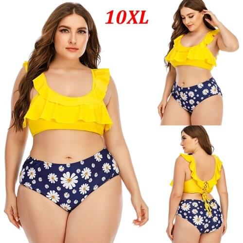 2021 New Women Plus Size 10XL Swimwear Print Bikini Set Brazilian Two-piece Bra Beach Bikini Set Swimwear Sexy Beachwear