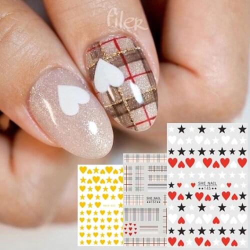 SHE Series SHE-145 HEART DESIGNS 3d nail art stickers decal template diy nail tool decorations