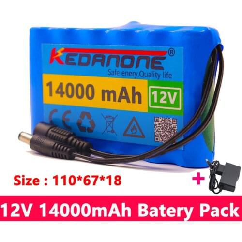 Original 18650 Li-Ion Battery Portable Rechargeable Battery DC 12 V 12.6 V 14000mAh Battery/12.6V Battery Pack +12.6V1A Charger