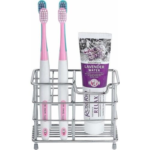 Bathroom supplies Stainless steel toothbrush holder Stainless steel toothbrush and toothpaste holder for bathroom vanity top